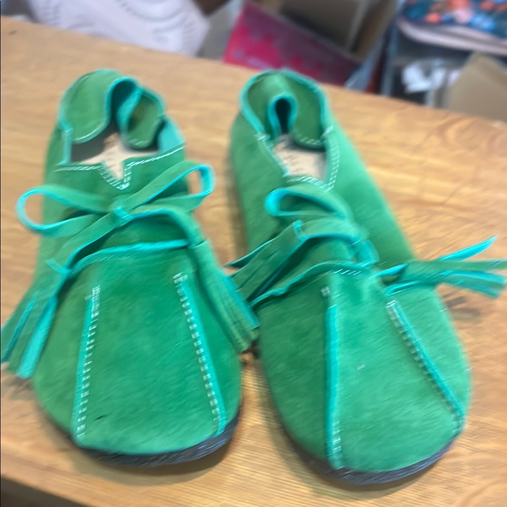 Green Kids Moccasins